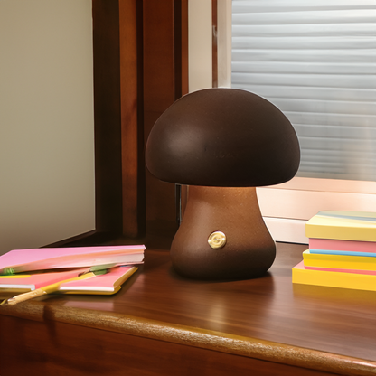 Pilzförmige Holzlampe mit Touch-Schalter
