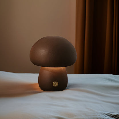 Pilzförmige Holzlampe mit Touch-Schalter