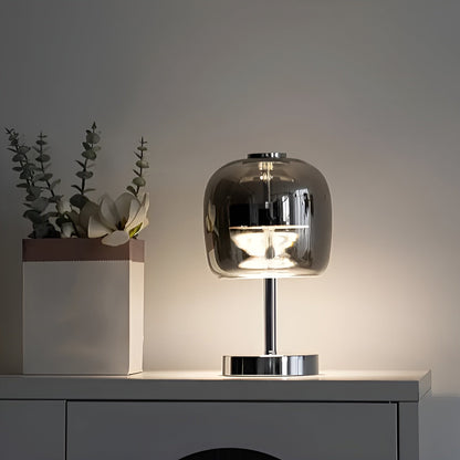 SmokeGlow Tischleuchte – Dekorative Leuchte aus Rauchglas