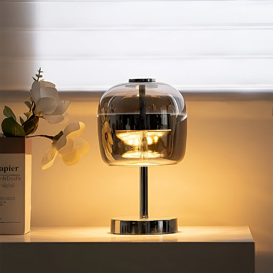 SmokeGlow Tischleuchte – Dekorative Leuchte aus Rauchglas
