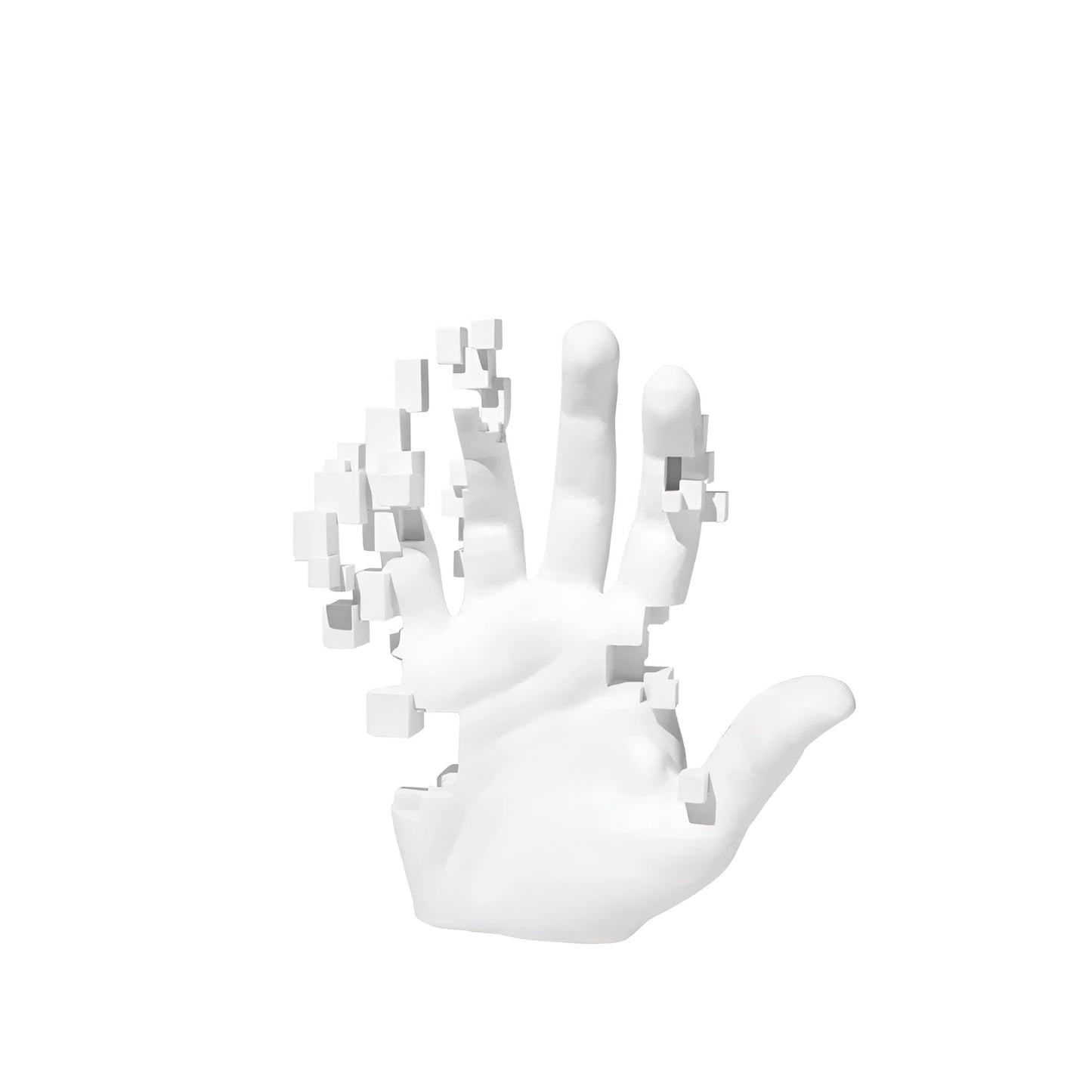 GlitchPalm – Abstrakte Harzhand mit Mosaik-Effekt als Kunstobjekt