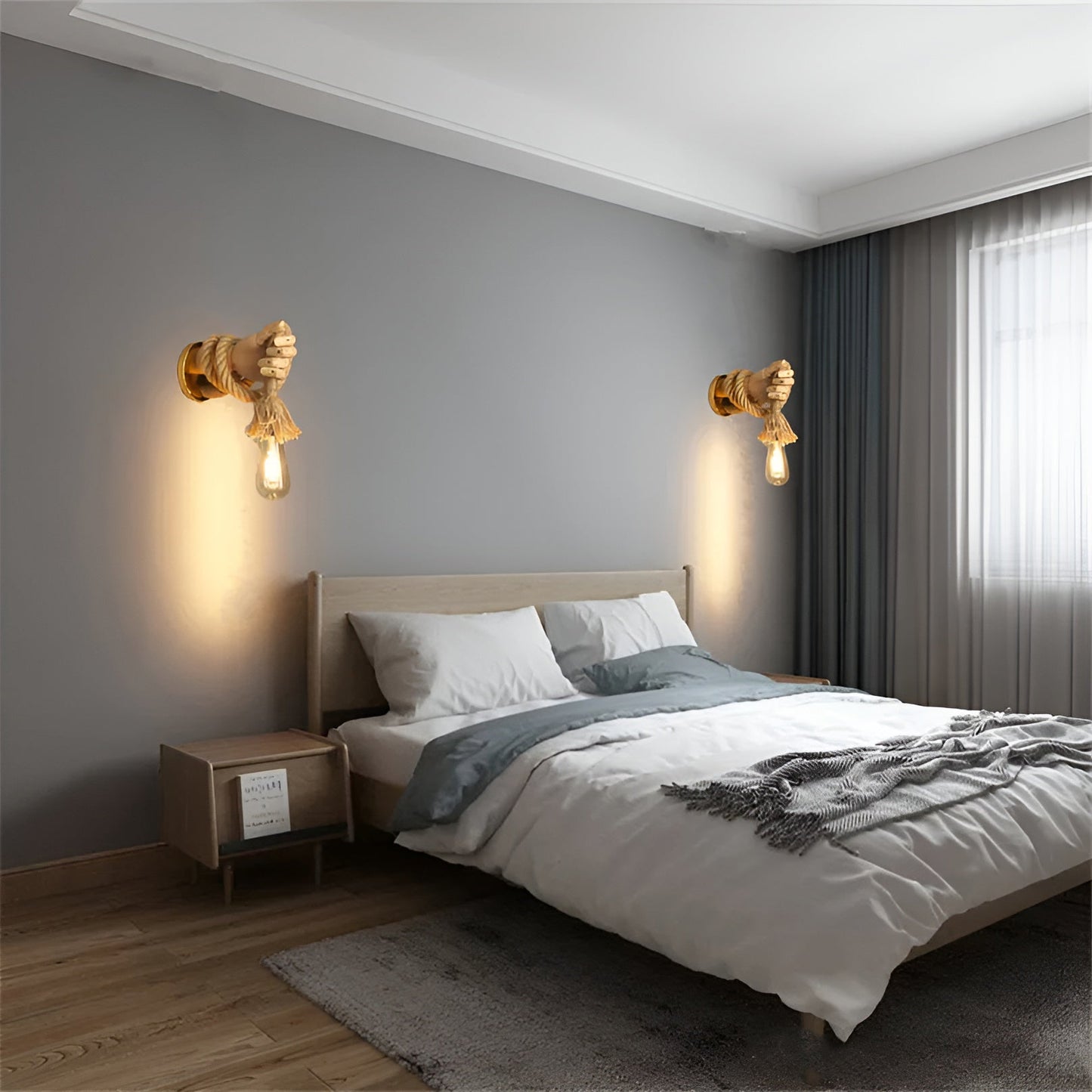 Sarina – Handgefertigte Hanfseil-Wandleuchte