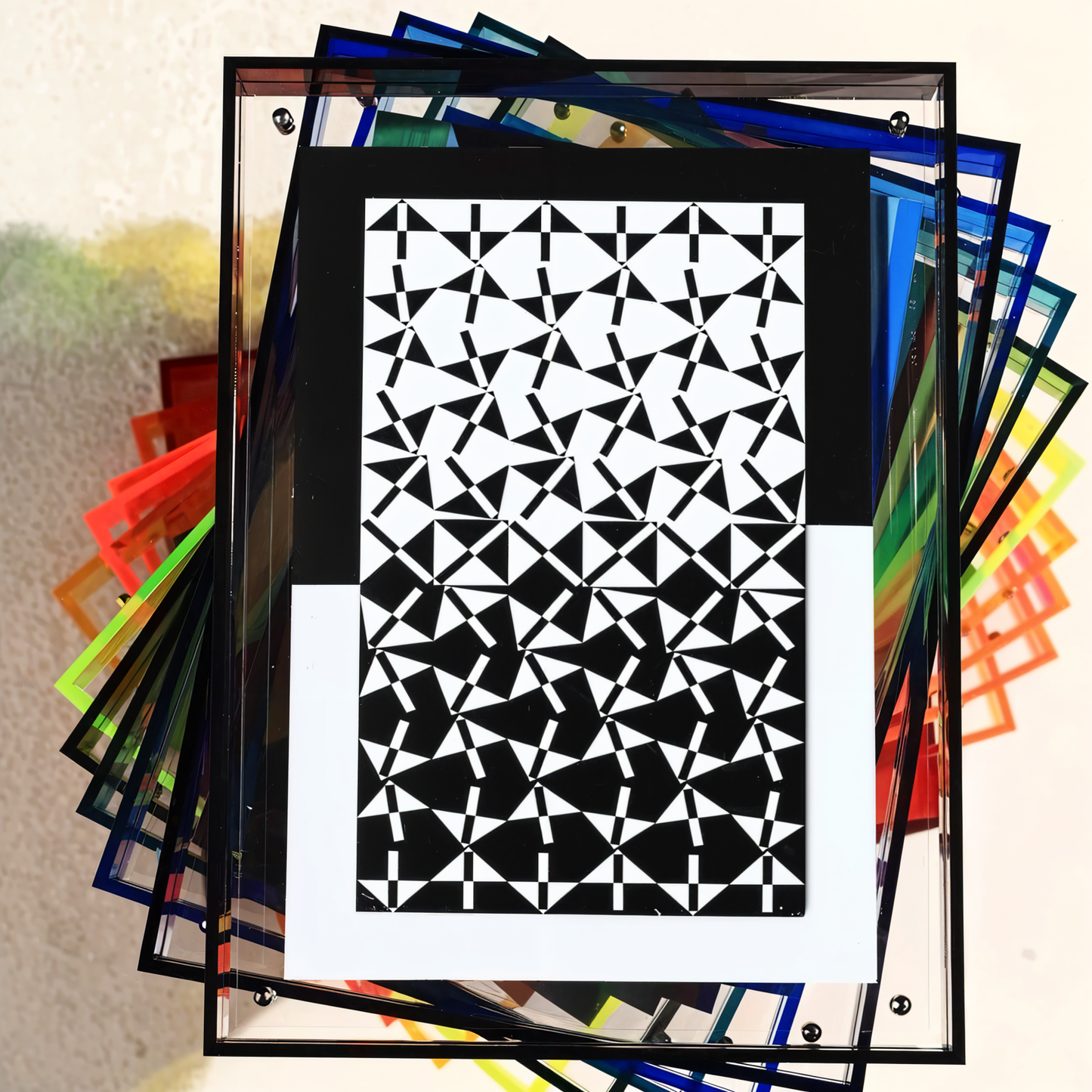 NeonGrid Frame – Acryl-Bilderrahmen mit Retro-Gitterdesign