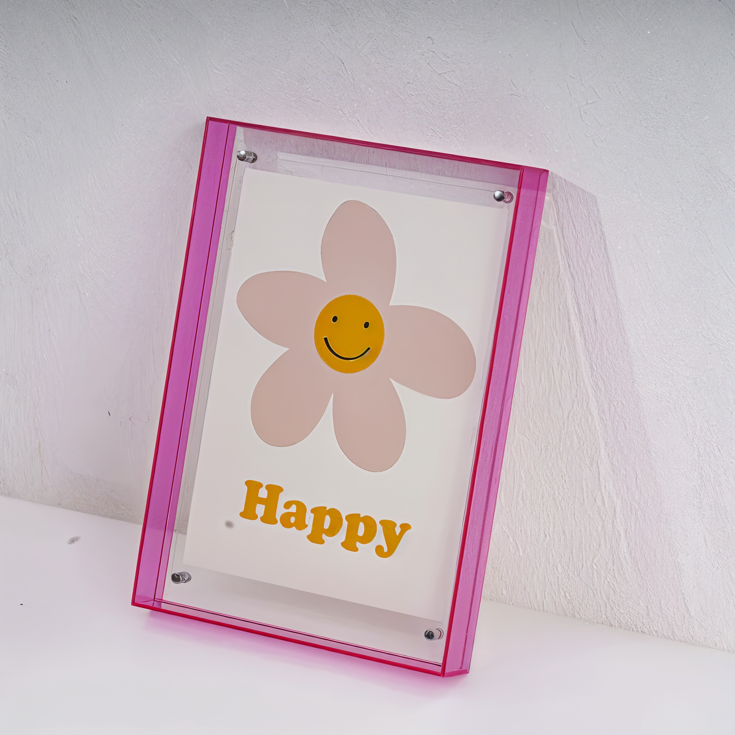 NeonGrid Frame – Acryl-Bilderrahmen mit Retro-Gitterdesign