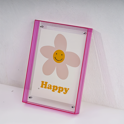 NeonGrid Frame – Acryl-Bilderrahmen mit Retro-Gitterdesign