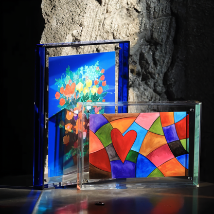 NeonGrid Frame – Acryl-Bilderrahmen mit Retro-Gitterdesign
