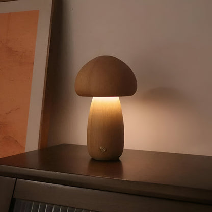 Pilzförmige Holzlampe mit Touch-Schalter