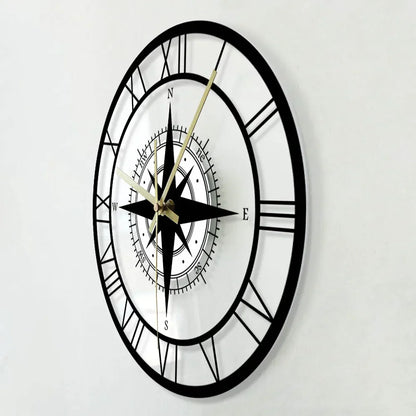 Leise Wanduhr im Kompass-Design