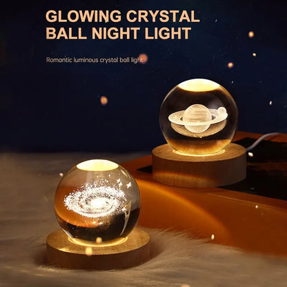 3D Kristall Nachtlicht Galaxie im Glas