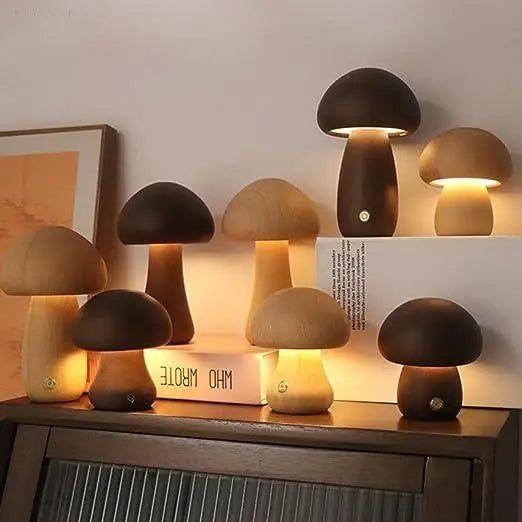 Süßes Pilz-Nachtlicht aus Holz