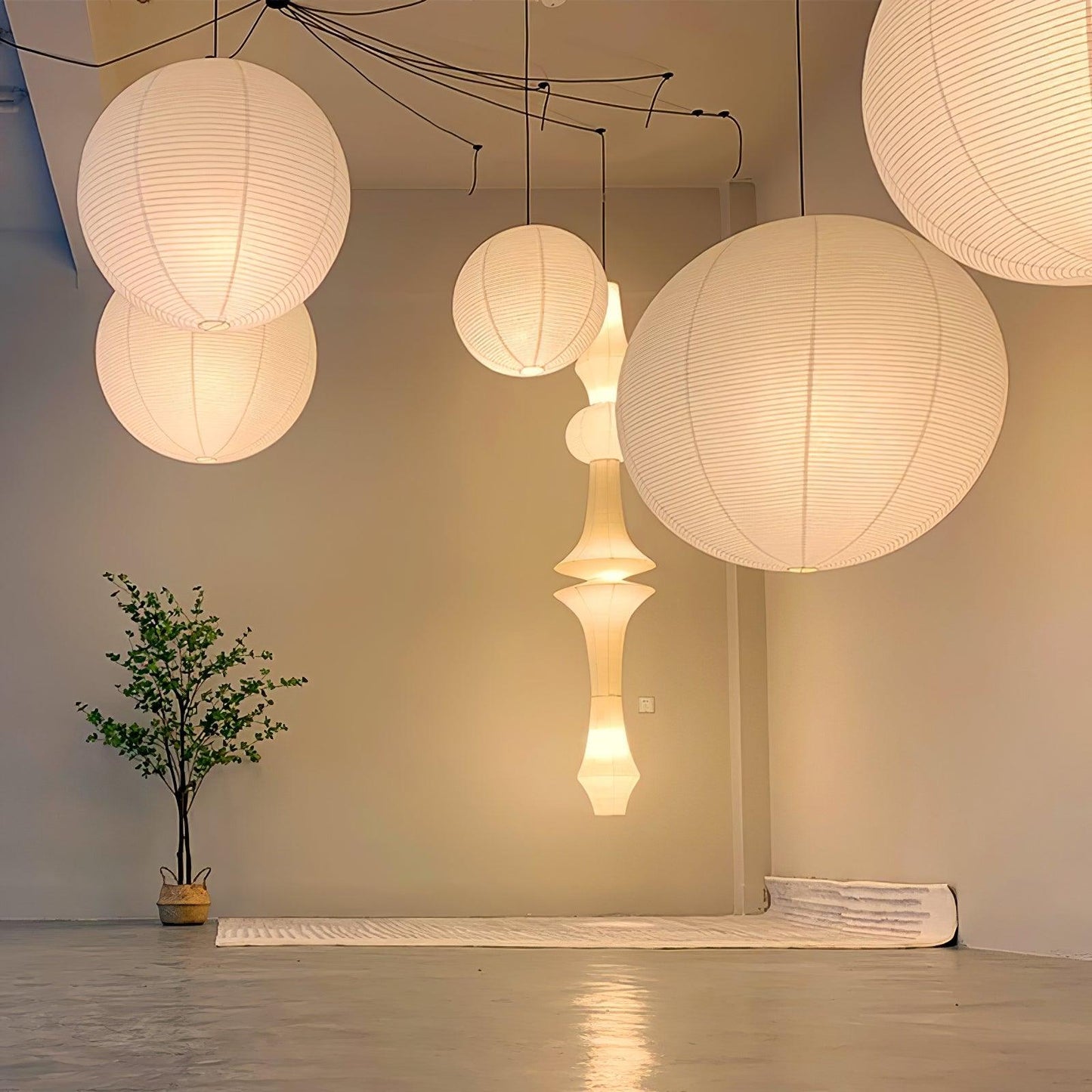 Naoko – Runder LED-Kronleuchter aus Xuan-Papier