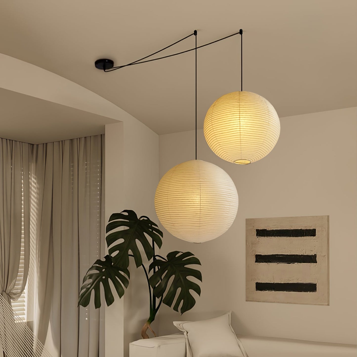 Naoko – Runder LED-Kronleuchter aus Xuan-Papier