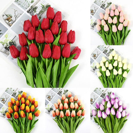 Realistische Kunsttulpen im eleganten Frühlingsstrauß