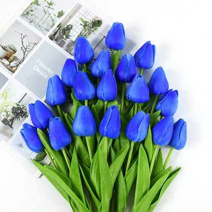 Realistische Kunsttulpen im eleganten Frühlingsstrauß