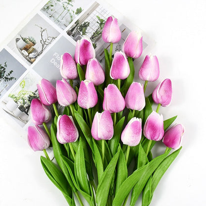 Realistische Kunsttulpen im eleganten Frühlingsstrauß