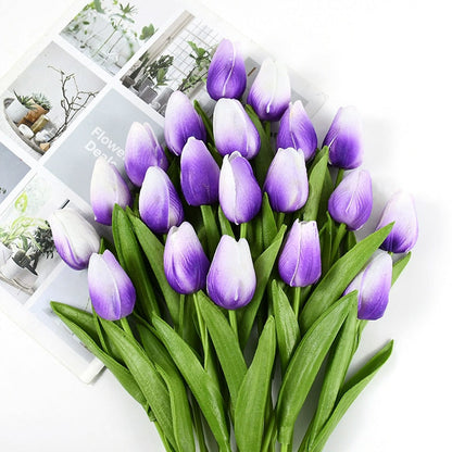 Realistische Kunsttulpen im eleganten Frühlingsstrauß