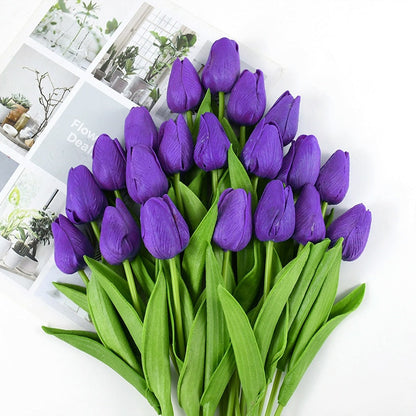 Realistische Kunsttulpen im eleganten Frühlingsstrauß