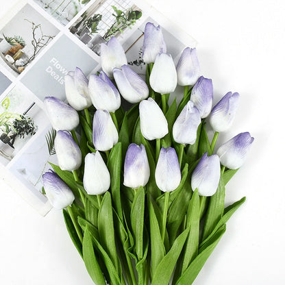 Realistische Kunsttulpen im eleganten Frühlingsstrauß