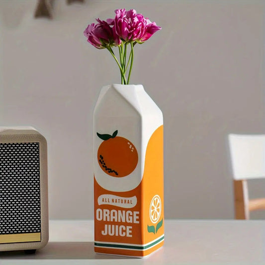 JuicyBloom – Kreative Vase im Look einer Saftpackung