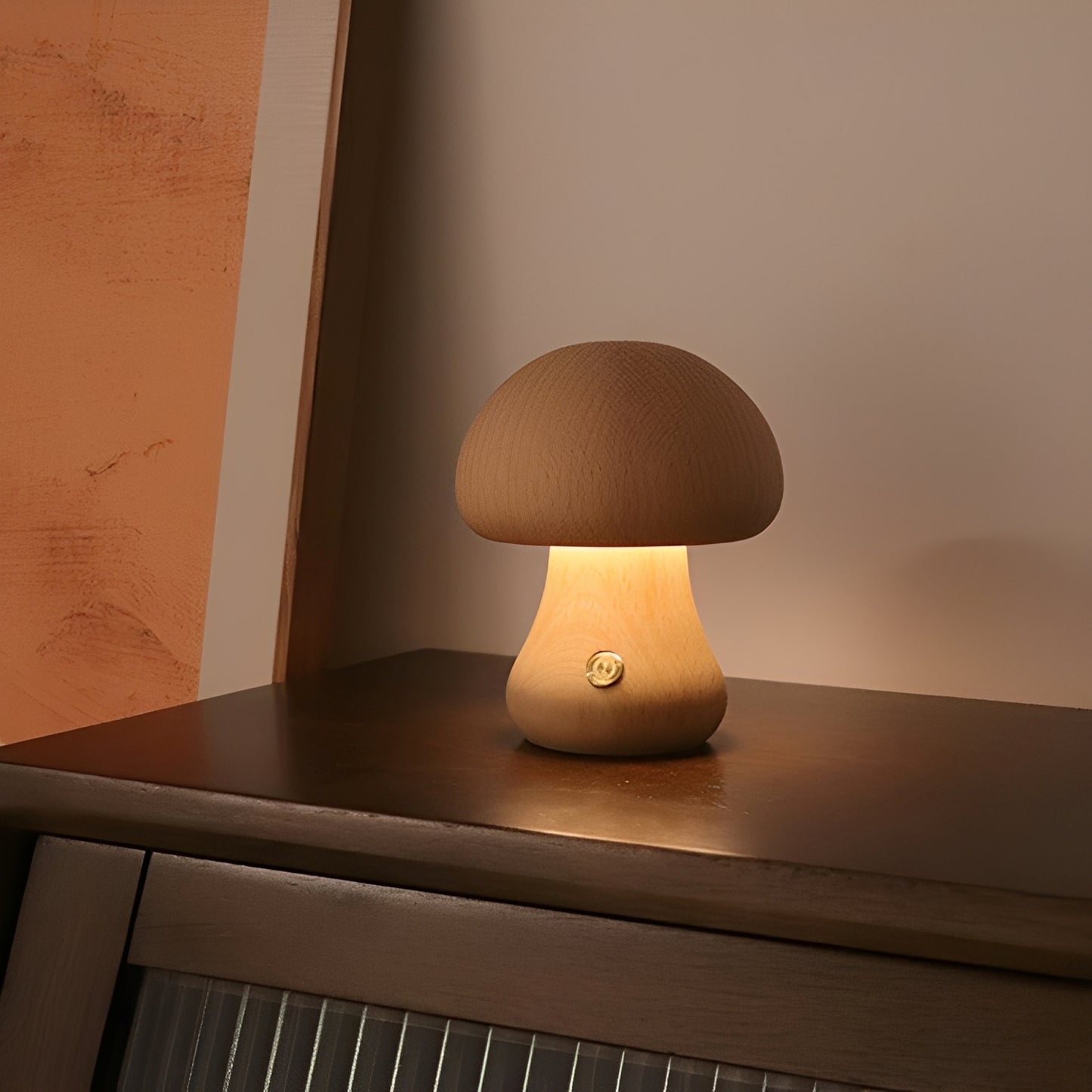 Toshi – Niedliche Holz-Pilz-LED-Nachtlampe