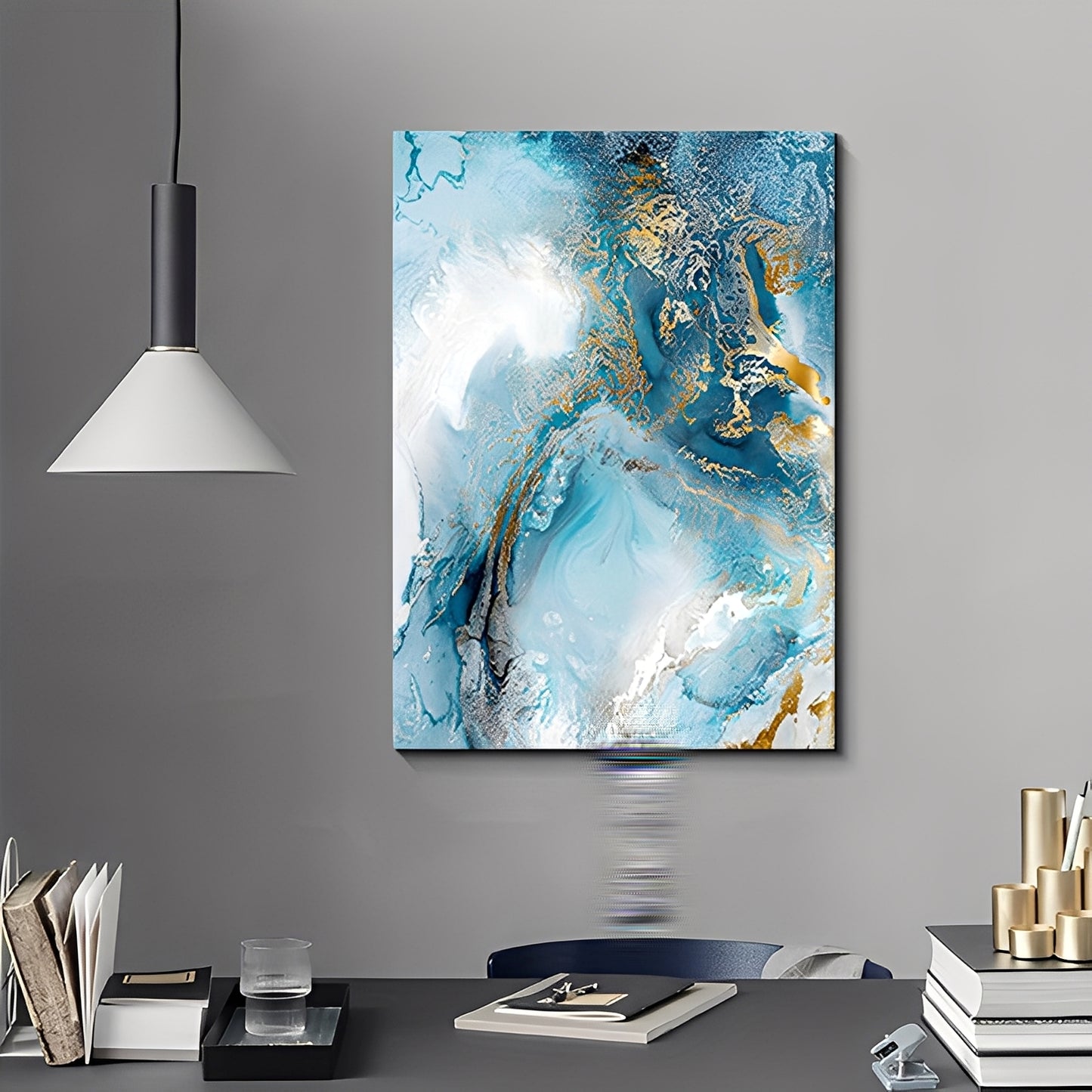 Finn – Blaue Marmor Leinwand