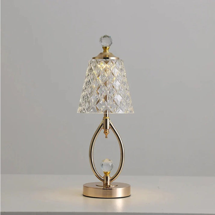 Emiko – Vintage Goldene Kristall-Tischlampe