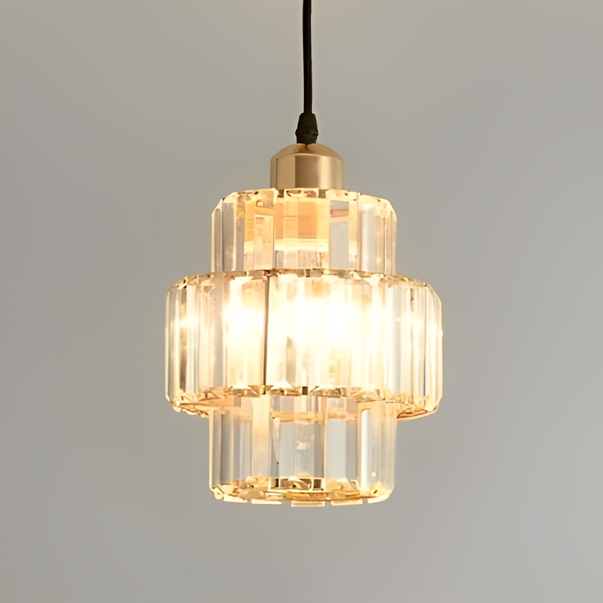 Fernando – Pendelleuchte aus Glas und Kristall mit schwarzem oder goldenem Kabel