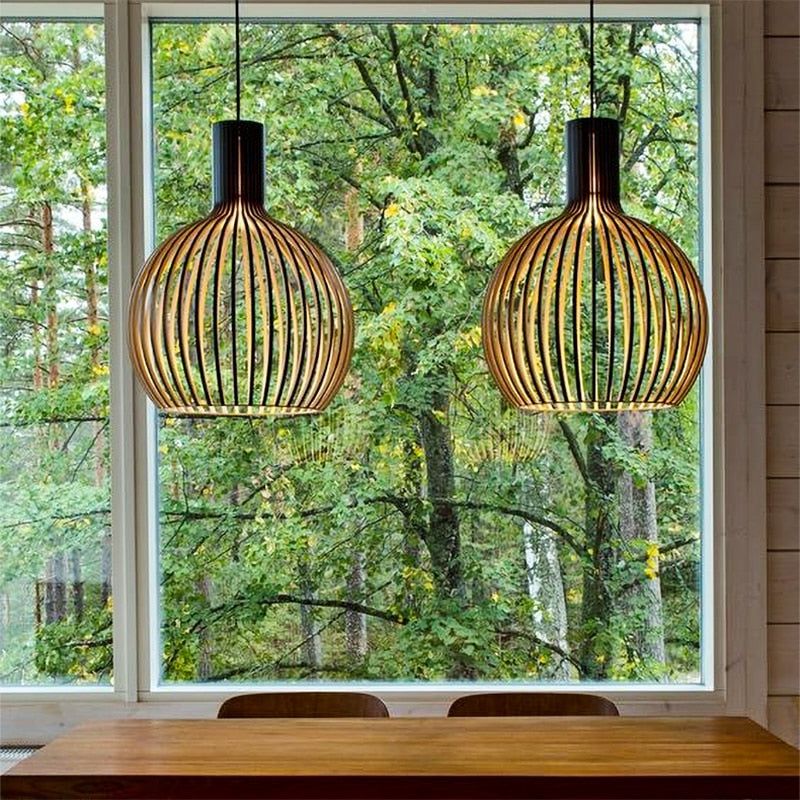 Japanischer Retro-Kronleuchter aus Holz