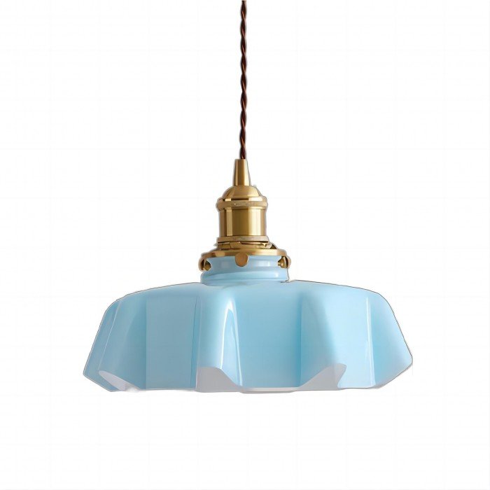 VintageBlume – Cremefarbene Glas-Hängelampe